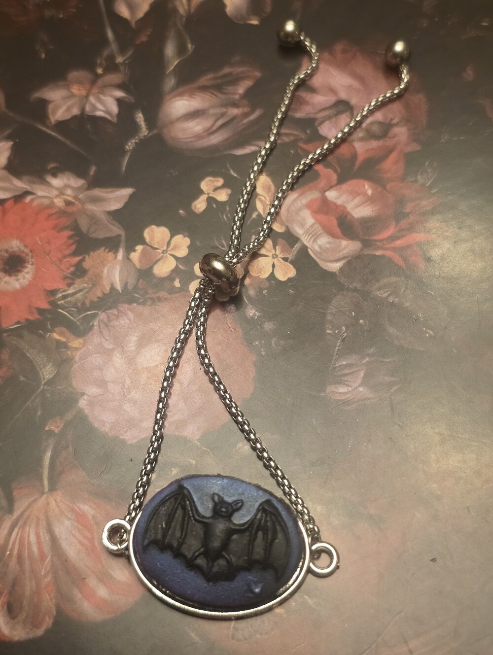 Bat Adjustable Skider Bracelet Stainless Steel With Bat Resin Charm